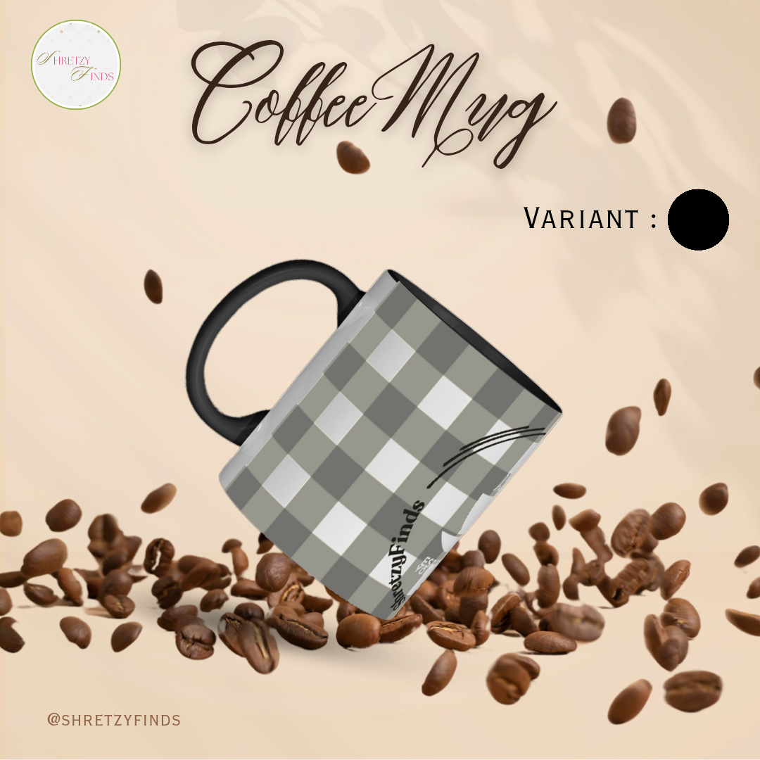 Aesthetic Checkered Mug – Ceramic | Cute Pastel Coffee & Tea Cup